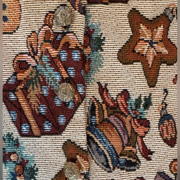 Vintage Christmas Tapestry Vest Backroad Blues Size S Holiday Santa Snowman - Picture 5 of 16